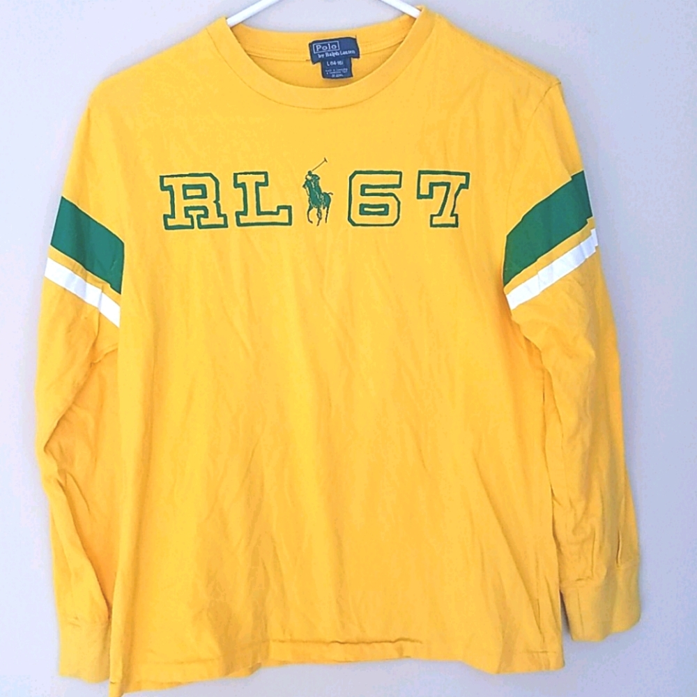 POLO by Ralph Lauren Boy's yellow long sleeve shirt, size L /14-16